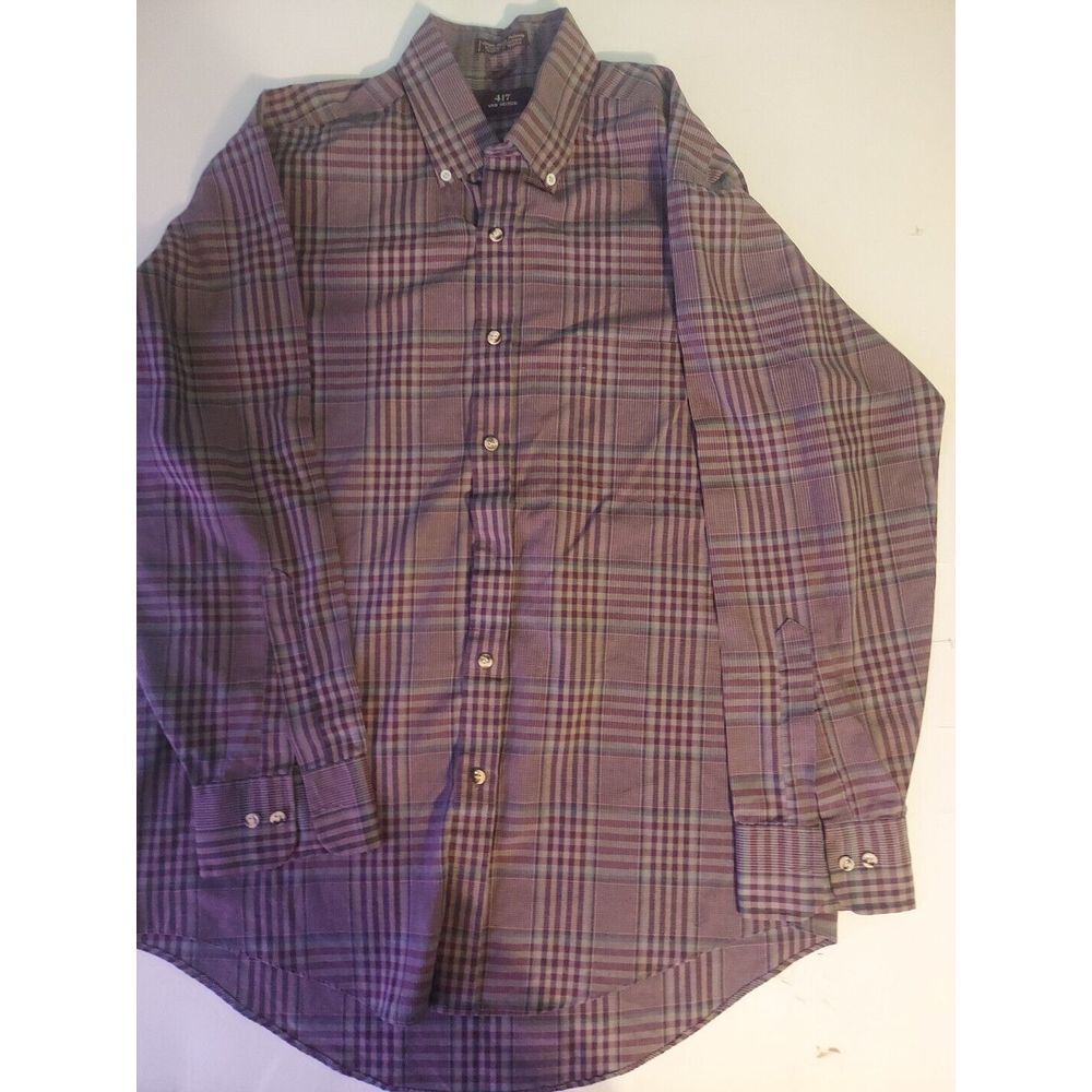 Vintage Van Heusen Mens Button Up Multicolor Plaid Dress Shirt 16